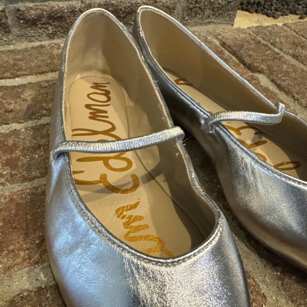 Sam Edelman Nesta Women's Silver Pointed Toe Mary Jane Flats Size 7.5 #513 - Picture 4 of 16